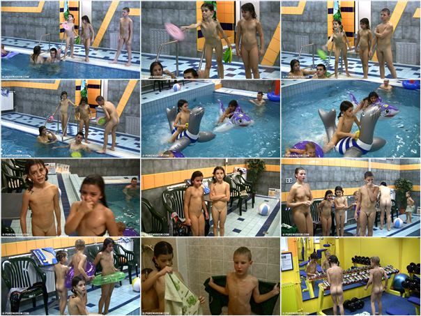 Wideo dorośli i młodzi nudyści w basenie w wysokiej jakości | Video adults and young nudists in the pool in high quality